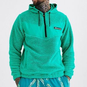 Teddy 1/4 zip pullover hoodie Teal